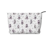 Owl Tree Branches Printed Make up Bag for Women Corduroy Makeup Bags Zipper Travel Cosmetic Bags Pouch Organizer