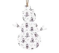 Owl Tree Branches Printed Snowman Shape Xmas Ornaments 1 Pcs, Christmas wooden pendant Hanging for Xmas Tree Home Indoor Outdoor Decor