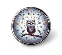 Owl Tree Branches Round Badge for Men Women, Durable & Stylish Lapel Pins, Lightweight Metal Badges for Shirts, Jackets, Hats