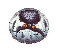 Owl Tree Branches Shower Cap for Women Double Layers Thick Hair Caps Reusable Waterproof Bath Caps with Elastic Band Hair Hat Washable Shower Hat for Men Women Spa Salon