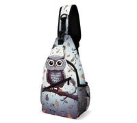 Owl Tree Branches Sling Bag Small Crossbody Bags with Adjustable Strap Durable Chest Bag for Hiking Travel