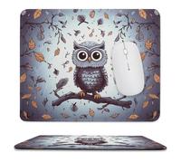 Owl Tree Branches Stitched Edge Mouse Pad
