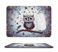 Owl Tree Branches Stitched Edge Mouse Pad