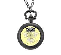 Owl Tribal Dream Catcher Vintage Pocket Watch Alloy Pendant Watches Necklace Gift for Men Women Black-Style