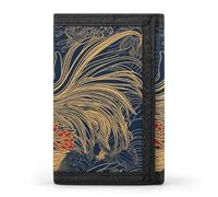 Owl Trifold Wallet Front Pocket Coin Purse - Slim Credit Card Holder for Men & Women, Striped Golden Rooster, One Size, Classic