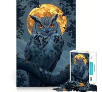 Owl Under Full Moon 1000 Piece Jigsaw Puzzles for Teenagers Jigsaw Smart Game Warm Time Image Assembly Lovely Gift (38x26cm)
