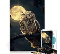 Owl Under Full Moon 1000 Pieces Jigsaw Puzzles for Adults Brain Challenge Toy Indoor Play Precise Cut Fine Art Piece (38x52cm)