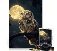 Owl Under Full Moon 1000 Pieces Jigsaw Puzzles for Adults Brain Challenge Toy Indoor Play Precise Cut Fine Art Piece (38x52cm)
