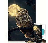 Owl Under Full Moon 1000 Pieces Jigsaws Adults Puzzles Gifts Think Game Leisure Fun Quality Edge Lovely Present (38x26cm)