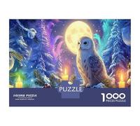 Owl Under Full Moon Glow 1000pc Puzzle for Adults Fantasy Creature Premium Jigsaw Puzzle Recycled Cardboard Adult Educational Challenge Fun Present Home Activity Great Gift for Kids Beginners 38x26cm/