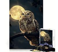 Owl Under Full Moon Jigsaw Puzzle for Adults 1000 Pieces Boost Recall Leisure Fun Accurate Edge Lovely Present (50x75cm)