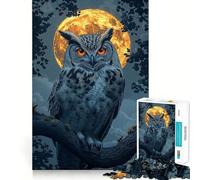Owl Under Full Moon Jigsaw Puzzles 1000 Piece for Teenagers Clear Logic Toy Light Relax Perfect Cut Heartfelt Gift (50x75cm)