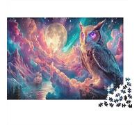 Owl Under Full Moon Sky 1000 Piece Jigsaw Puzzle Enthusiasts Family Wildlife Adult Educational Indoor Stress Relief Birthday Gift Decor 70x50cm/1000pcs