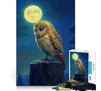 Owl Under Moonlight 1000 Adult Pieces Jigsaw Puzzle Mind Challenge Toy Together Fun Quality Cut (38x52cm)