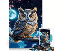 Owl Under Moonlight 1000 Piece Jigsaw Puzzles for Adults Jigsaw Smart Game Together Fun Image Assembly Seasonal Gift (50x75cm)