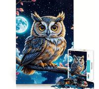 Owl Under Moonlight Jigsaw Puzzles 1000 Piece for Teenagers Reason Skill Toy Serene Time Exact Cut Amazing Present (38x52cm)