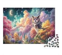 Owl Under Starry Crescent Moon Jigsaw Puzzles for Adults,1000 Pieces Wildlife Challenging Puzzle, Home Decoration Great Gift for Adults 38x26cm/1000pcs