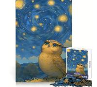 Owl Under Starry Night Sky Adults 1000 Piece Jigsaw Puzzle Brain Challenge Toy Stress Relief Clear Cut Wall Art Decor (38x26cm)