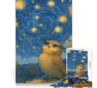 Owl Under Starry Night Sky for Adults 1000 Piece Puzzle Mind Challenge Toy Calm Escape Quality Cut Art Collection Piece (50x75cm)