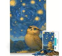 Owl Under Starry Night Sky for Adults 1000 Piece Puzzle Mind Challenge Toy Calm Escape Quality Cut Art Collection Piece (50x75cm)