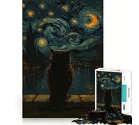 Owl Under Starry Night Sky Jigsaw Puzzles for Adults1000 Pieces Mind Puzzle Cozy Relax Image Assembly (38x52cm)