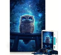 Owl Under Starry Sky Hard Jigsaw Puzzle for Adults 1000 Pieces Memory Lift Easy Leisure Image Assembly Artistic Gift (38x26cm)