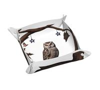 Owl Under The Starry Sky Leather Storage Tray, Storage Key Chains, Coins, Watches, Earrings and Other Accessories, a Must-Have for Home