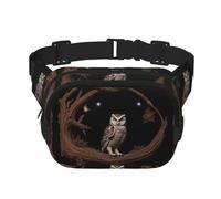 Owl under the starry sky Pattern trendy fashionable waist bag, unisex travel sports messenger bag