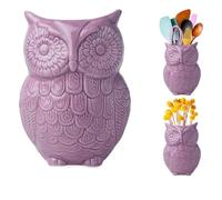 Comfify Owl Utensil Holder Decorative Ceramic Cookware Crock & Organizer, in Lovely Purple Color - Utensil Caddy and Perfect Kitchen Ceramic Décor Gift - 12.7 x 17.8 x 10.2 cm Size