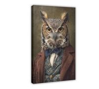 Owl Vintage Portrait_ Renaissance Bird Painting_ Altered Art Print_ Animal Head Human Body_-A_great_horned_owl_dressed_in_Victorian-poster_3