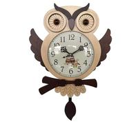 Owl Wall Clock, Children's Room Owl Pendulum Clock, Wooden Owl Wall Decor, For Bedroom Living Room Wall Clocks Battery Operated