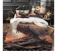 Owl warrior 3D Print 3 Piece Set Comforter Cover Fantasy creature art Duvet Cover 3D Printed Microfiber Invisible Zipper Non-Allergenic for Toddlers Kids Seniors Double（200x200cm）