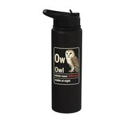 Owl Watching Ow Element Atomic Mass 100% Hoot Stable Stainless Steel Insulated Water Bottle