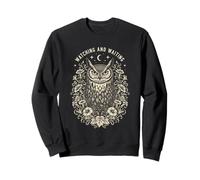 Owl Watching Waiting Floral Moon Sweatshirt