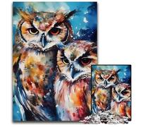 Owl Watercolor 1000 Pieces Puzzles for Adults Impossible Jigsaw Puzzles for Adults for Holidays, Birthdays, And Family Game Nights 50x75CM/19.68x29.52inch