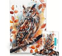 Owl Watercolor Painting Jigsaw Puzzles for Adults1000 Pieces Mind Puzzle Cozy Relax Image Assembly (50x75cm)