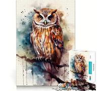 Owl Watercolor Perch Jigsaw Puzzles for Adults1000 Pieces Strong Logic Toy Tension Relief Clear Edge Premium Gift (38x52cm)