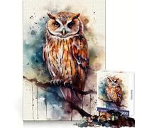Owl Watercolor Perch Jigsaw Puzzles for Teenagers 1000 Pieces Reason Skill Toy Soothing Play Exact Cut Santa Wish Gift (50x75cm)