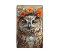 Owl Watercolor Wearing A Floral Crown Single Toggle Blank Wall Plate Light Switch Cover Decorative 1 Gang for Kitchen Room Bathroom Size 11.4x7cm