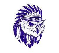 owl Wearing Indian Chief Accessories Logo Concept and Hand Drawn Fine Carving Decals 57.6x78.6cm Equipped with Transfer Film kit DarkBlue