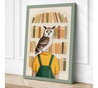 Owl Where Eyes Meet Whimsical Canvas Wall Art Print 30x20 Inch | Sage