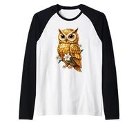 Owl White Lily Floral Mystical Night Bird Raglan Baseball Tee