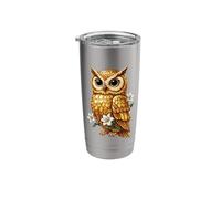 Owl White Lily Floral Mystical Night Bird Stainless Steel Insulated Tumbler