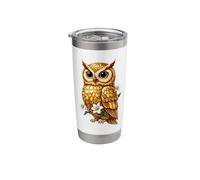 Owl White Lily Floral Mystical Night Bird Stainless Steel Insulated Tumbler