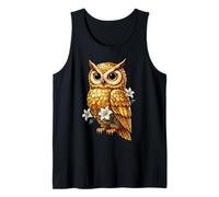 Owl White Lily Floral Mystical Night Bird Tank Top
