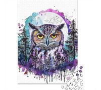Owl Wild Life 1000-Piece Puzzle for Adults, 52x38cm/1000pcs; A Practical Gift for Quiet Leisure Time; Low-dust White Cardboard Pieces