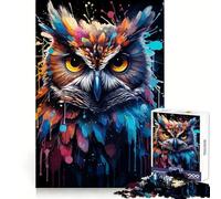 Owl Wild Painting Jigsaw Puzzles for Adults1000 Pieces Mind Puzzle Cozy Relax Image Assembly (38x26cm)