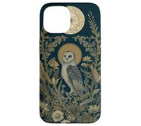 Owl Wildflower Plant Pattern Sage Green Celestial Case for iPhone 15