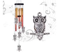 Owl Wind Chimes Outdoor/Indoor Decor - Pure Hand-Made Owl Wind-Bells, Mobile Romantic Windcatcher 28" Owl Wind Chime for Home, Xmas, Gift For Mother, Balcony, Patio, Garden Decoration(6 Owls, 5 Tubes)