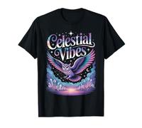 Owl Wings Crystals Moon Celestial Vibes Healing Witchy T-Shirt